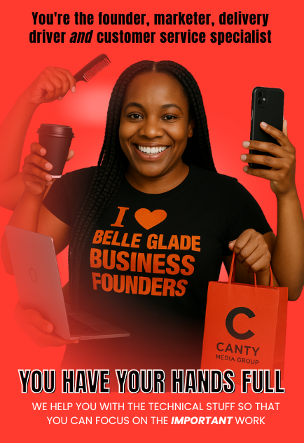 A busy entrepreneur with 5 hands, balancing every task within her business.